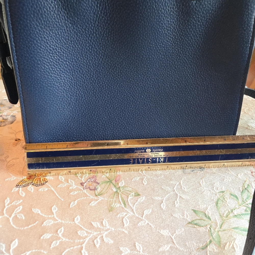 KATE SPADE Purse Tegan Pebbled Leather Blue Satchel Bag Handbag Crossbody A+ - Picture 7 of 11